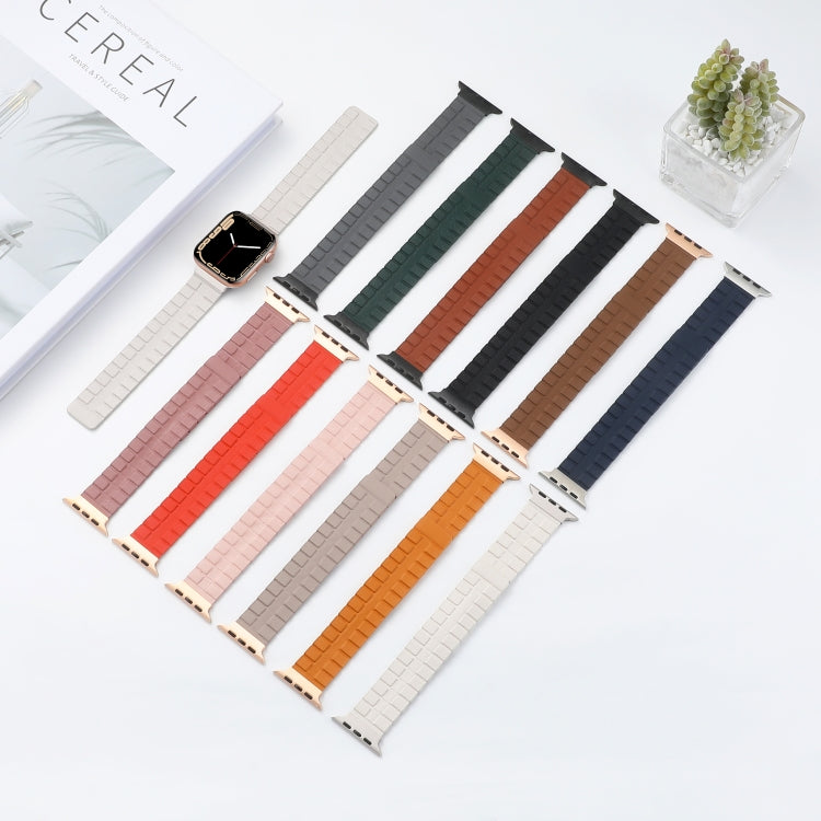 Square Two-section Leather Magnetic Watch Band For Apple Watch Series 8&7 41mm / SE 2&6&SE&5&4 40mm / 3&2&1 38mm(Saddle Brown)