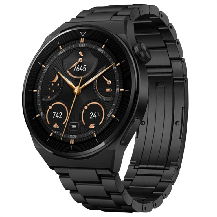 For Huawei Watch Buds / GT3 SE / GT3 Pro 22mm Universal Three Strains Ttanium Steel Watch Band(Black)