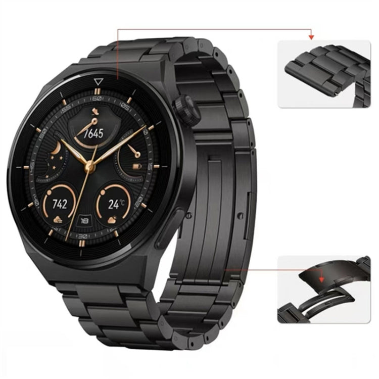 For Huawei Watch Buds / GT3 SE / GT3 Pro 22mm Universal Three Strains Ttanium Steel Watch Band(Black)