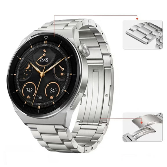 For Huawei Watch Buds / GT3 SE / GT3 Pro 22mm Universal Three Strains Ttanium Steel Watch Band(Silver)