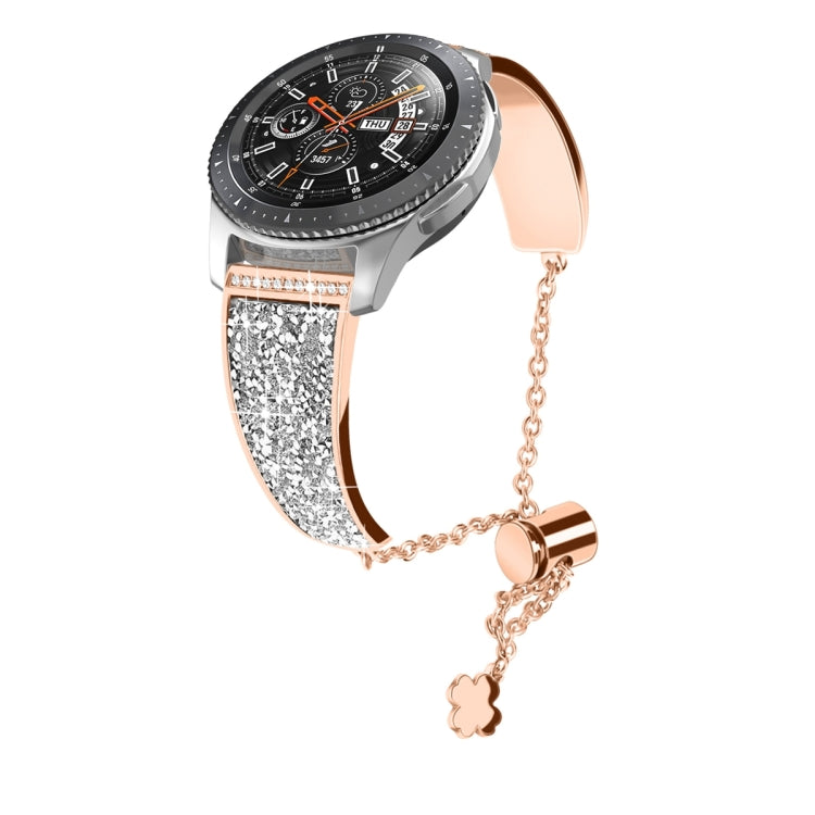 For Garmin Venu 2 / Forerunner 265 / 255 22mm Diamond Chain Mental Watch Band(Rose Gold)