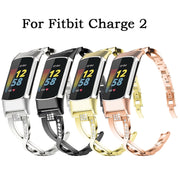 For Fitbit Charge 2 Diamond Metal Watch Band(Rose Gold)