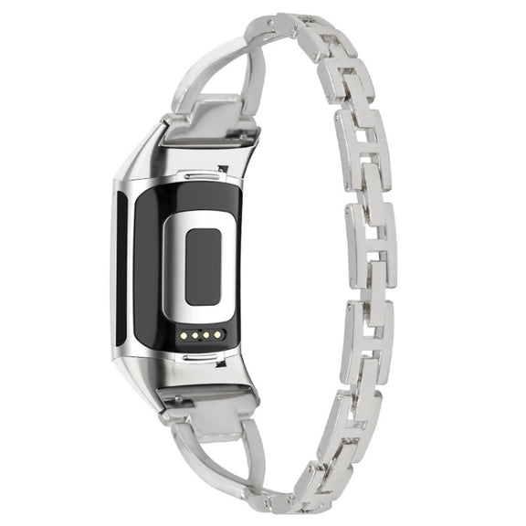 For Fitbit Charge 5 Diamond Metal Watch Band(Silver)