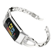 For Fitbit Charge 5 Diamond Metal Watch Band(Silver)