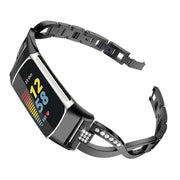 For Fitbit Charge 3 / 4 Diamond Metal Watch Band(Black)