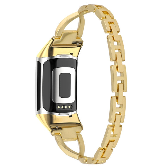 For Fitbit Charge 3 / 4 Diamond Metal Watch Band(Gold)