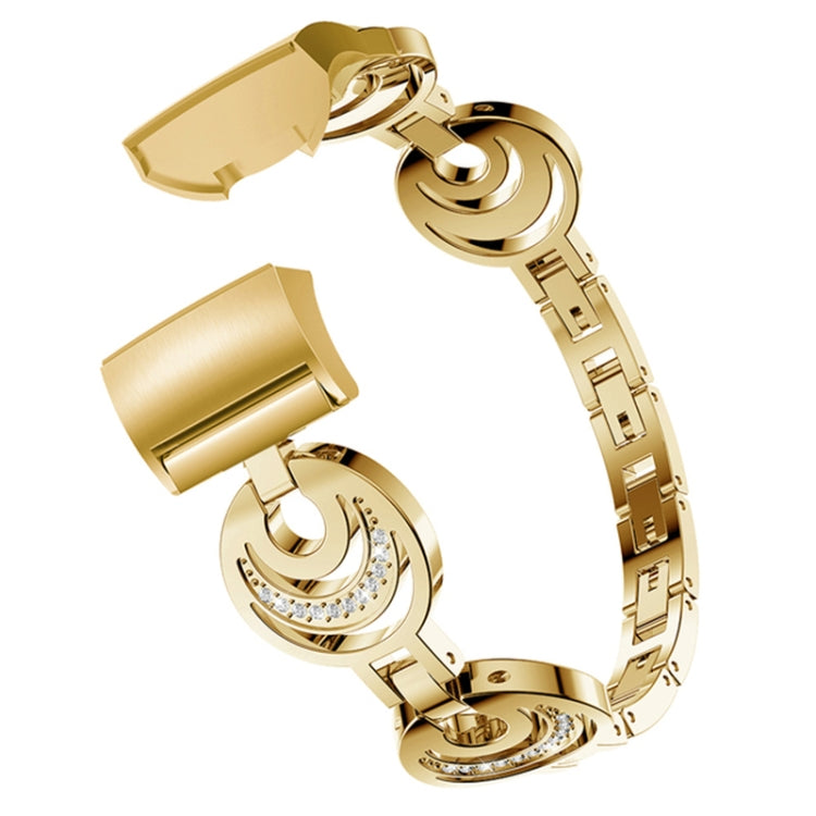 For Fitbit Charge 3 / 4 Sun Moon Star Diamond Metal Watch Band(Gold)