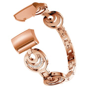 For Fitbit Charge 3 / 4 Sun Moon Star Diamond Metal Watch Band(Rose Gold)