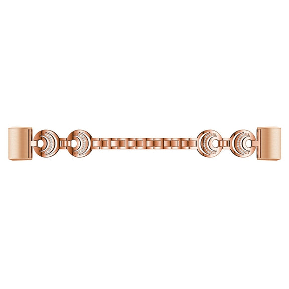 For Fitbit Charge 3 / 4 Sun Moon Star Diamond Metal Watch Band(Rose Gold)