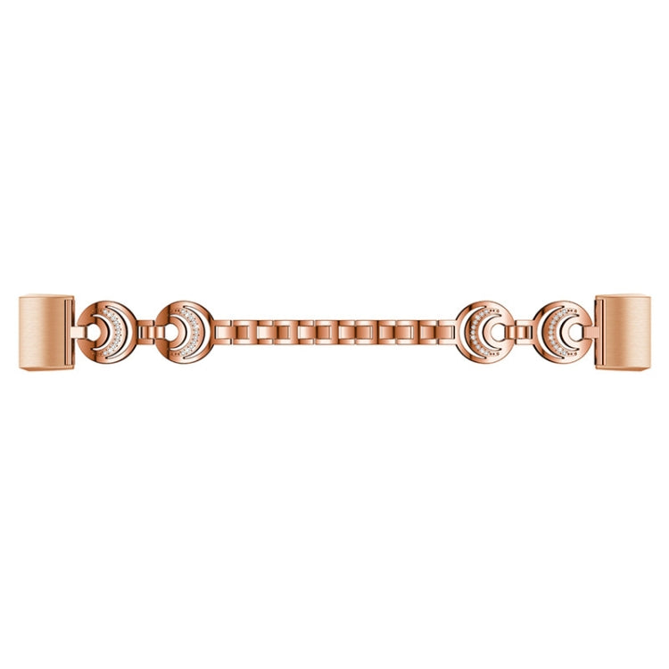For Fitbit Charge 3 / 4 Sun Moon Star Diamond Metal Watch Band(Rose Gold)