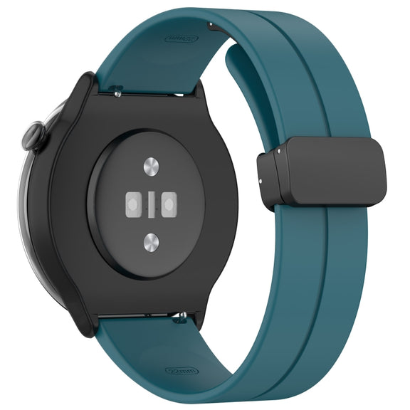 For Amazfit GTR Mini Magnetic Fold Clasp Black Buckle Silicone Watch Band(Navy Green)