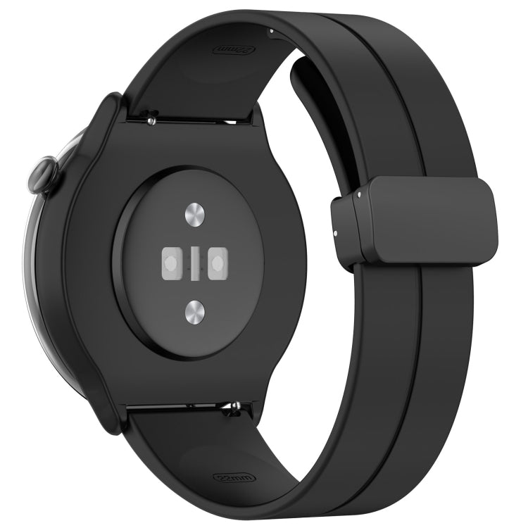 For Amazfit GTR Mini Magnetic Fold Clasp Black Buckle Silicone Watch Band(Black)
