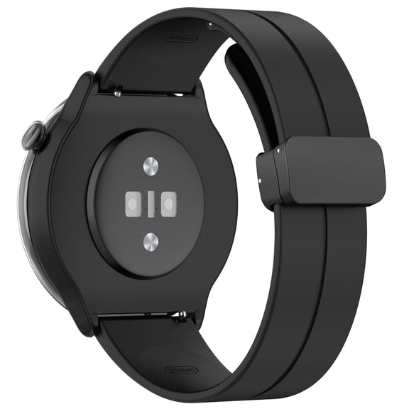 For Amazfit GTR Mini Magnetic Fold Clasp Black Buckle Silicone Watch Band(Black)