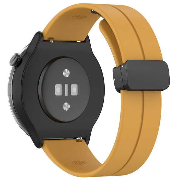 For Amazfit GTR Mini Magnetic Fold Clasp Black Buckle Silicone Watch Band(Yellow)