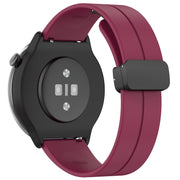 For Amazfit GTR Mini Magnetic Fold Clasp Black Buckle Silicone Watch Band(Wine Red)