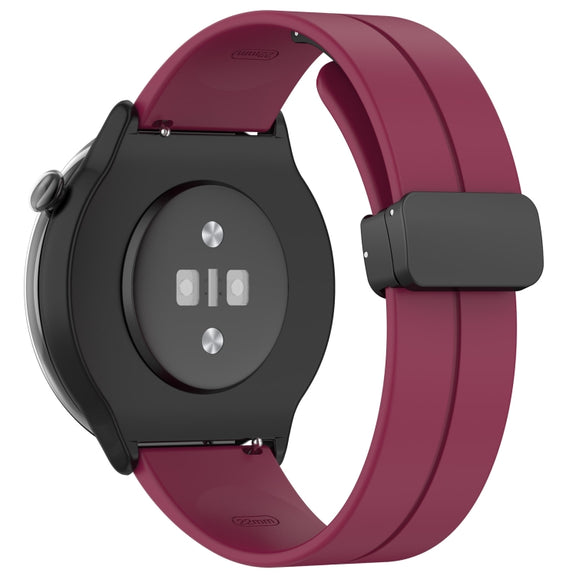 For Amazfit GTR Mini Magnetic Fold Clasp Black Buckle Silicone Watch Band(Wine Red)