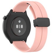 For Amazfit GTR Mini Magnetic Fold Clasp Black Buckle Silicone Watch Band(Light Pink)