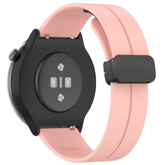 For Amazfit GTR Mini Magnetic Fold Clasp Black Buckle Silicone Watch Band(Light Pink)