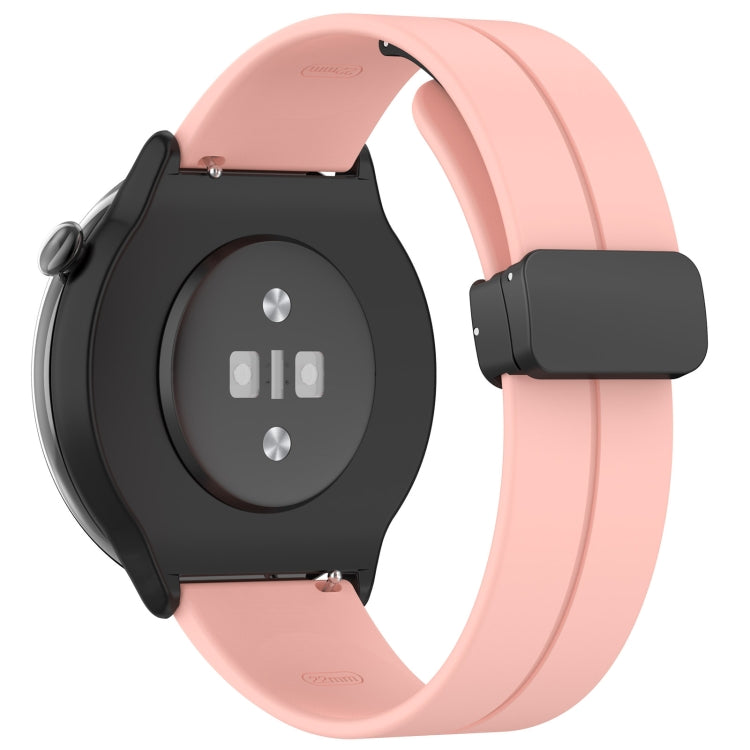For Amazfit GTR Mini Magnetic Fold Clasp Black Buckle Silicone Watch Band(Light Pink)