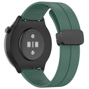 For Amazfit GTR Mini Magnetic Fold Clasp Black Buckle Silicone Watch Band(Dark Green)