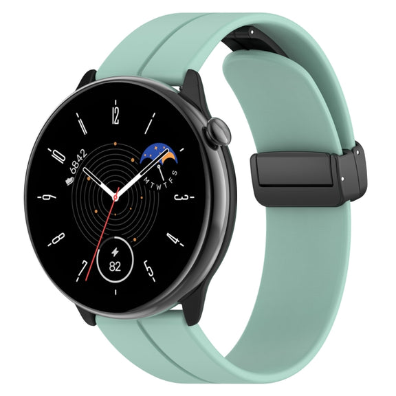 For Amazfit GTR Mini Magnetic Fold Clasp Black Buckle Silicone Watch Band(Teal)