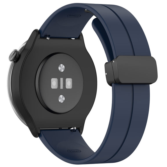 For Amazfit GTR Mini Magnetic Fold Clasp Black Buckle Silicone Watch Band(Midnight Blue)