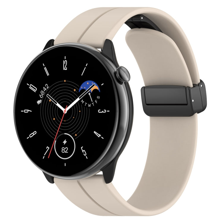 For Amazfit GTR Mini Magnetic Fold Clasp Black Buckle Silicone Watch Band(Starlight Color)
