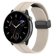 For Amazfit GTR Mini Magnetic Fold Clasp Black Buckle Silicone Watch Band(Starlight Color)