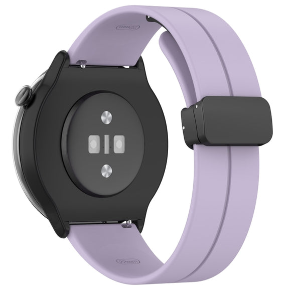 For Amazfit GTR Mini Magnetic Fold Clasp Black Buckle Silicone Watch Band(Light Purple)