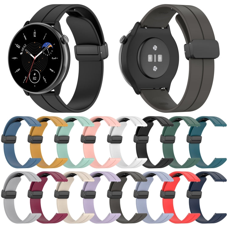 For Amazfit GTR Mini Magnetic Fold Clasp Black Buckle Silicone Watch Band(Light Purple)
