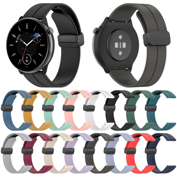 For Amazfit GTR Mini Magnetic Fold Clasp Black Buckle Silicone Watch Band(Light Purple)