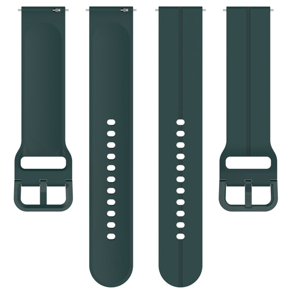 For Amazfit GTR Mini 20mm Flat Head Groove Reverse Buckle Silicone Watch Band(Dark Green)