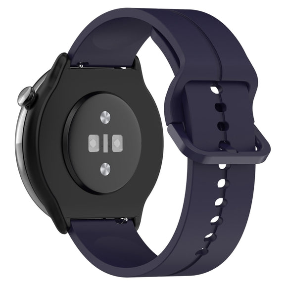 For Amazfit GTR Mini 20mm Flat Head Groove Reverse Buckle Silicone Watch Band(Navy Blue)