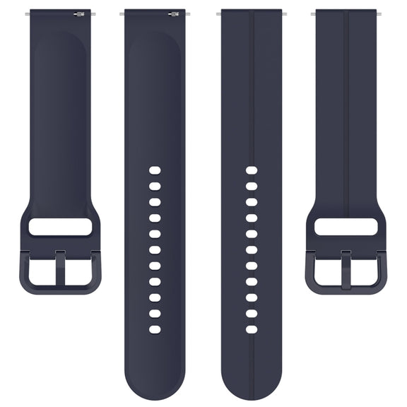 For Amazfit GTR Mini 20mm Flat Head Groove Reverse Buckle Silicone Watch Band(Navy Blue)