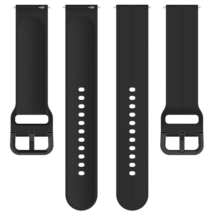 For Amazfit GTR Mini 20mm Flat Head Groove Reverse Buckle Silicone Watch Band(Black)