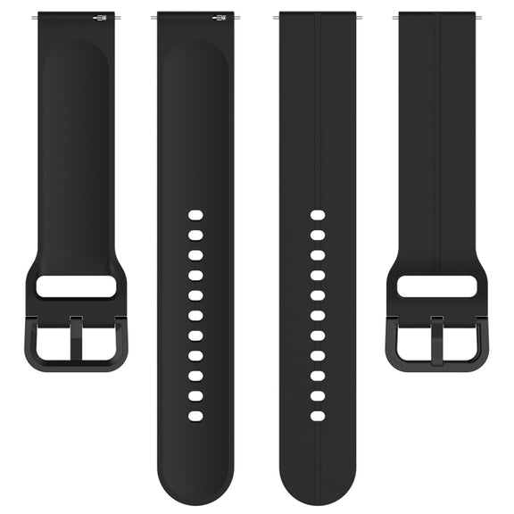 For Amazfit GTR Mini 20mm Flat Head Groove Reverse Buckle Silicone Watch Band(Black)