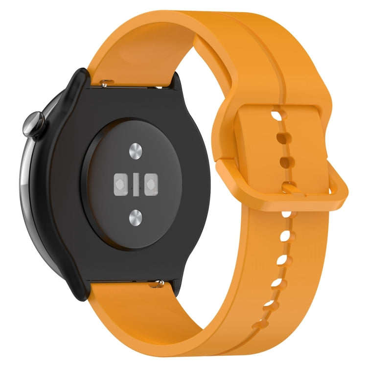 For Amazfit GTR Mini 20mm Flat Head Groove Reverse Buckle Silicone Watch Band(Yellow)