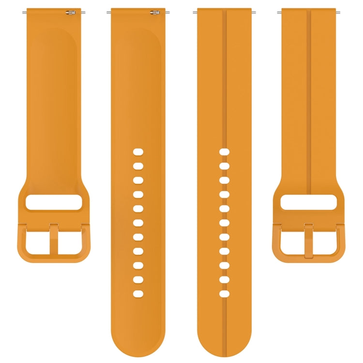 For Amazfit GTR Mini 20mm Flat Head Groove Reverse Buckle Silicone Watch Band(Yellow)