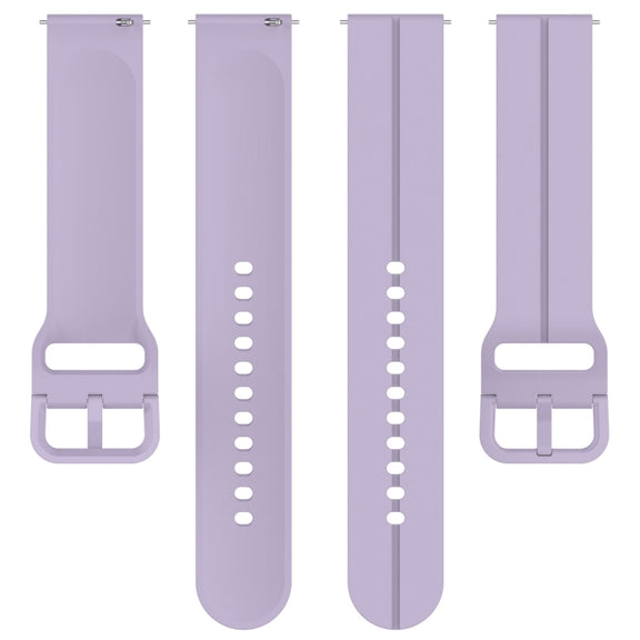 For Amazfit GTR Mini 20mm Flat Head Groove Reverse Buckle Silicone Watch Band(Light Purple)