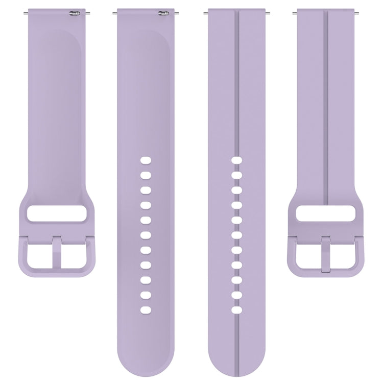 For Amazfit GTR Mini 20mm Flat Head Groove Reverse Buckle Silicone Watch Band(Light Purple)