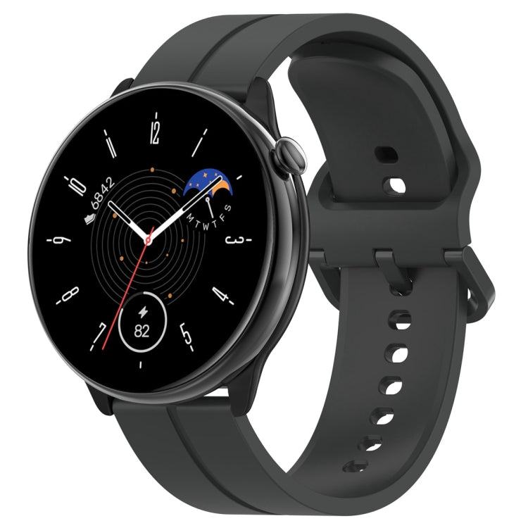For Amazfit GTR Mini 20mm Flat Head Groove Reverse Buckle Silicone Watch Band(Dark Grey)