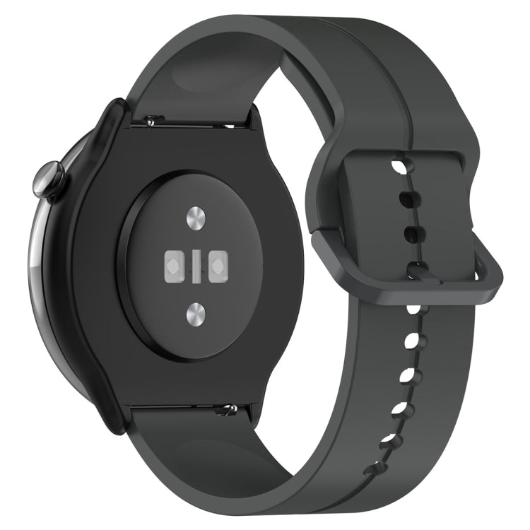 For Amazfit GTR Mini 20mm Flat Head Groove Reverse Buckle Silicone Watch Band(Dark Grey)
