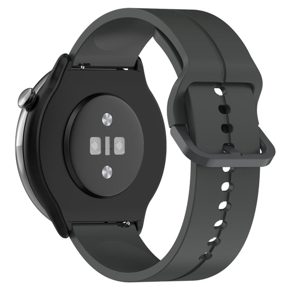 For Amazfit GTR Mini 20mm Flat Head Groove Reverse Buckle Silicone Watch Band(Dark Grey)