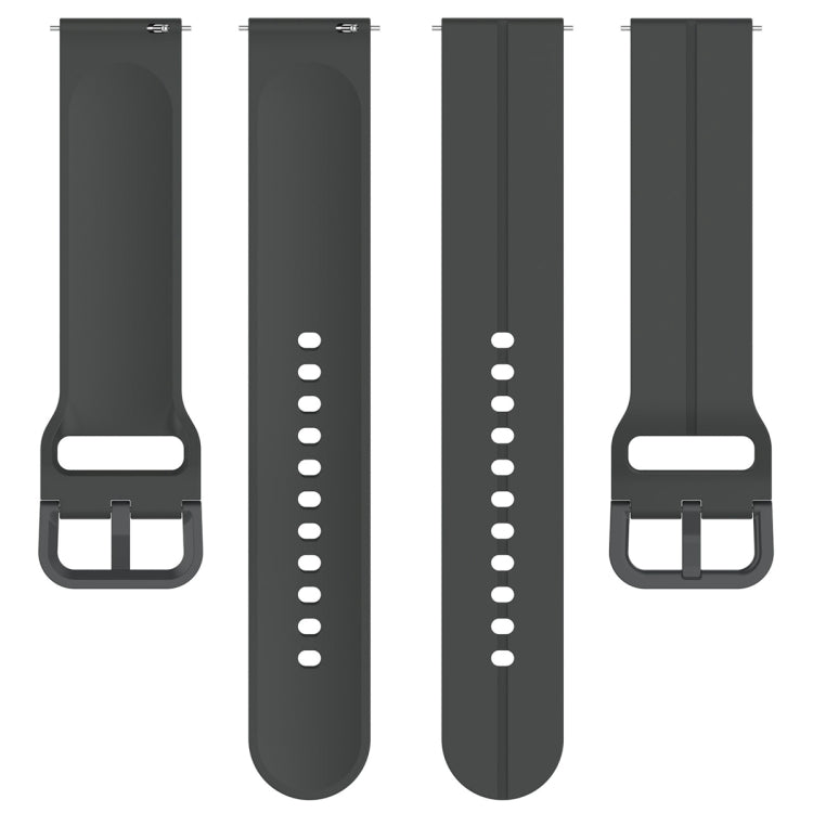 For Amazfit GTR Mini 20mm Flat Head Groove Reverse Buckle Silicone Watch Band(Dark Grey)