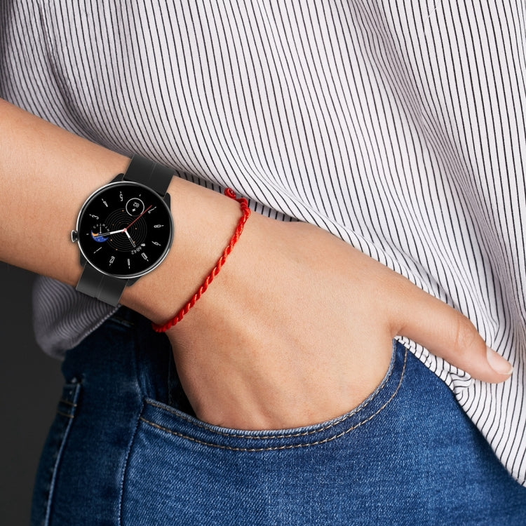 For Amazfit GTR Mini 20mm Flat Head Groove Reverse Buckle Silicone Watch Band(Black)
