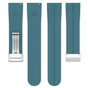 For Amazfit GTR 4 Magnetic Fold Clasp Silver Buckle Silicone Watch Band(Navy Green)