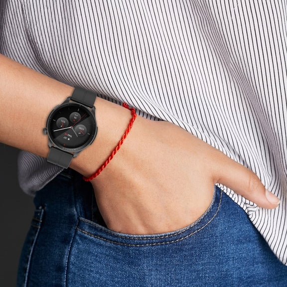 For Amazfit GTR 4 Magnetic Fold Clasp Silver Buckle Silicone Watch Band(Light Purple)