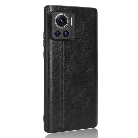 For Motorola Edge 30 Ultra / Moto X30 Pro Sewing Cow Pattern Skin PC + PU + TPU Phone Case(Black)