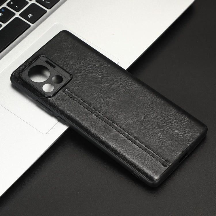 For Motorola Edge 30 Ultra / Moto X30 Pro Sewing Cow Pattern Skin PC + PU + TPU Phone Case(Black)