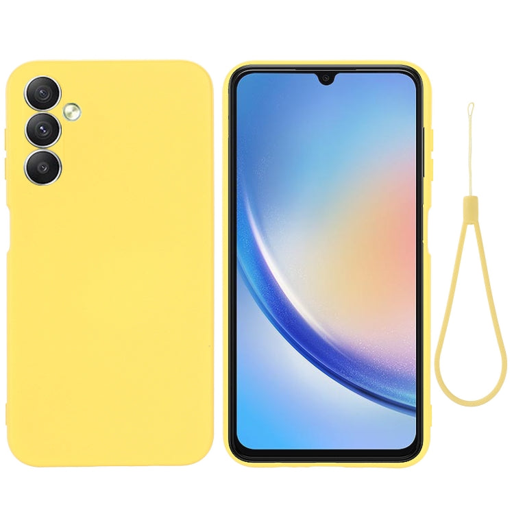 For Samsung Galaxy M14 5G Pure Color Liquid Silicone Shockproof Phone Case(Yellow)